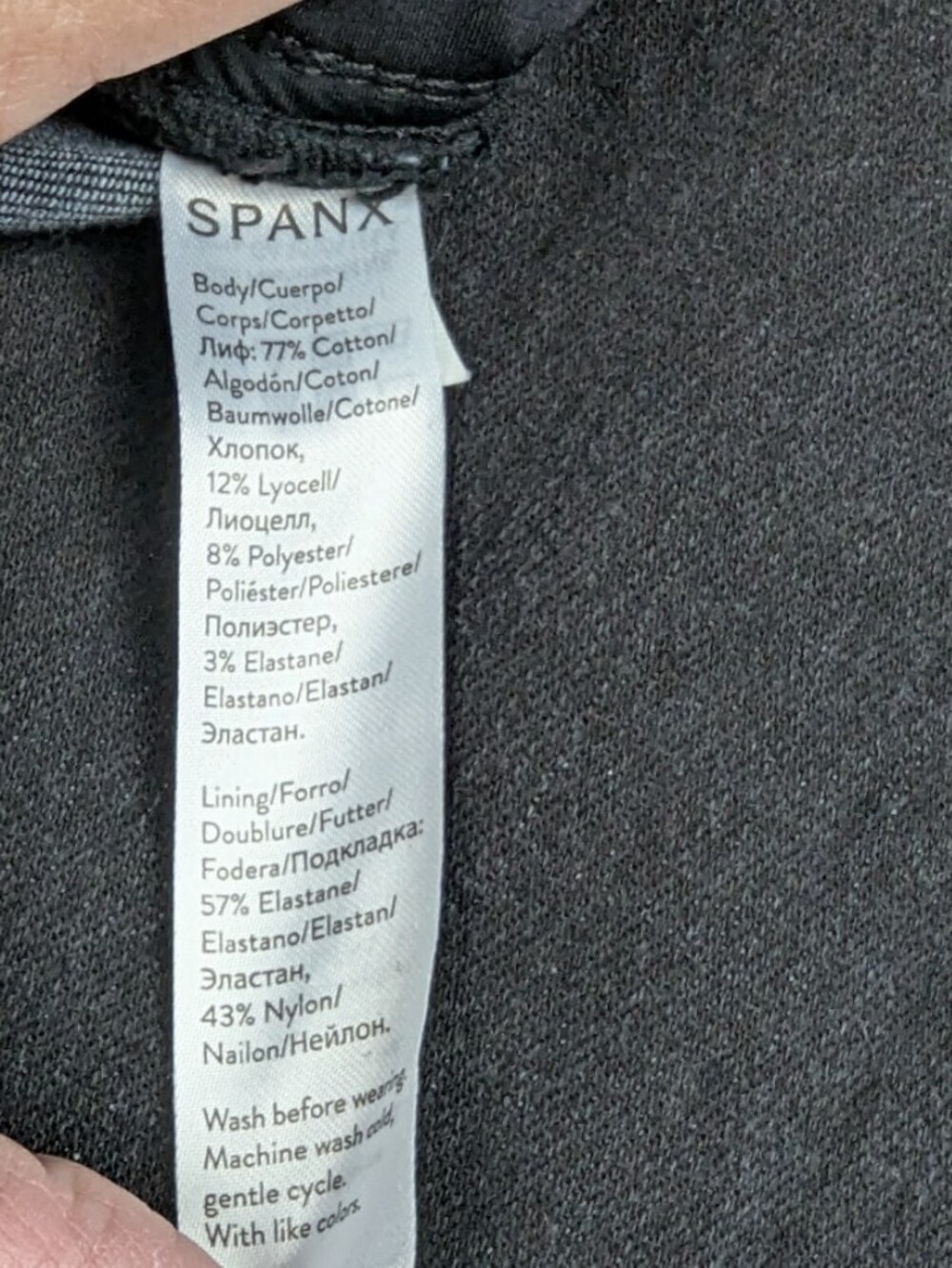 SPANX Distressed Denim Leggings High Rise Black Skinny Jeans Raw Hem Size M - Picture 9 of 13